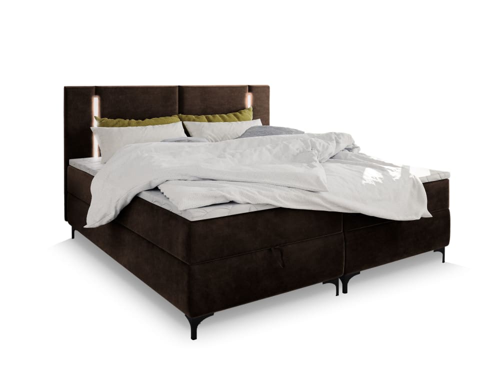 Masseno Boxspringbett 140x200 cm mit Matratze und Topper - Braun style modern Braun Stoff
