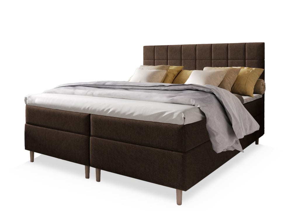 Masseno Boxspringbett 140x200 cm mit Matratze und Topper - Braun style modern Braun Stoff