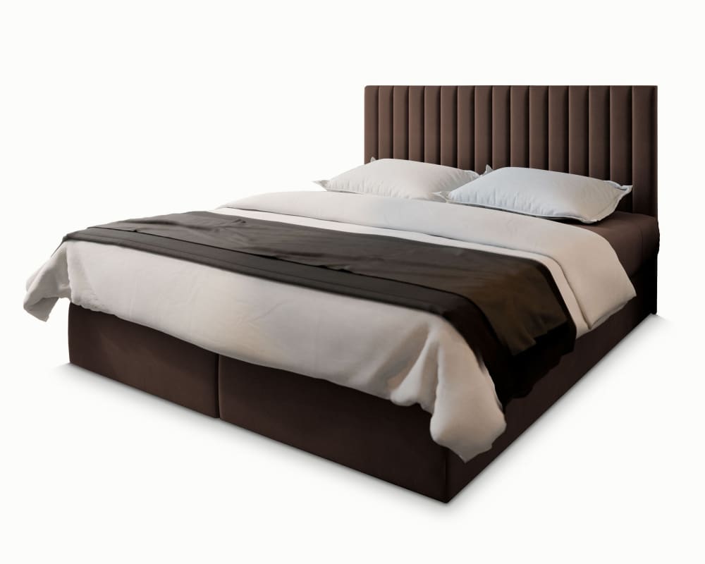 Masseno Boxspringbett 140x200 cm mit Matratze und Topper - Braun style modern Braun Stoff