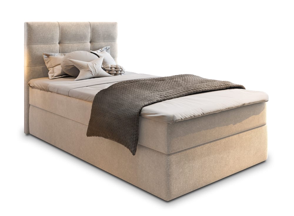 Masseno Boxspringbett 80x200 cm mit Matratze und Topper - Beige style modern Beige Stoff