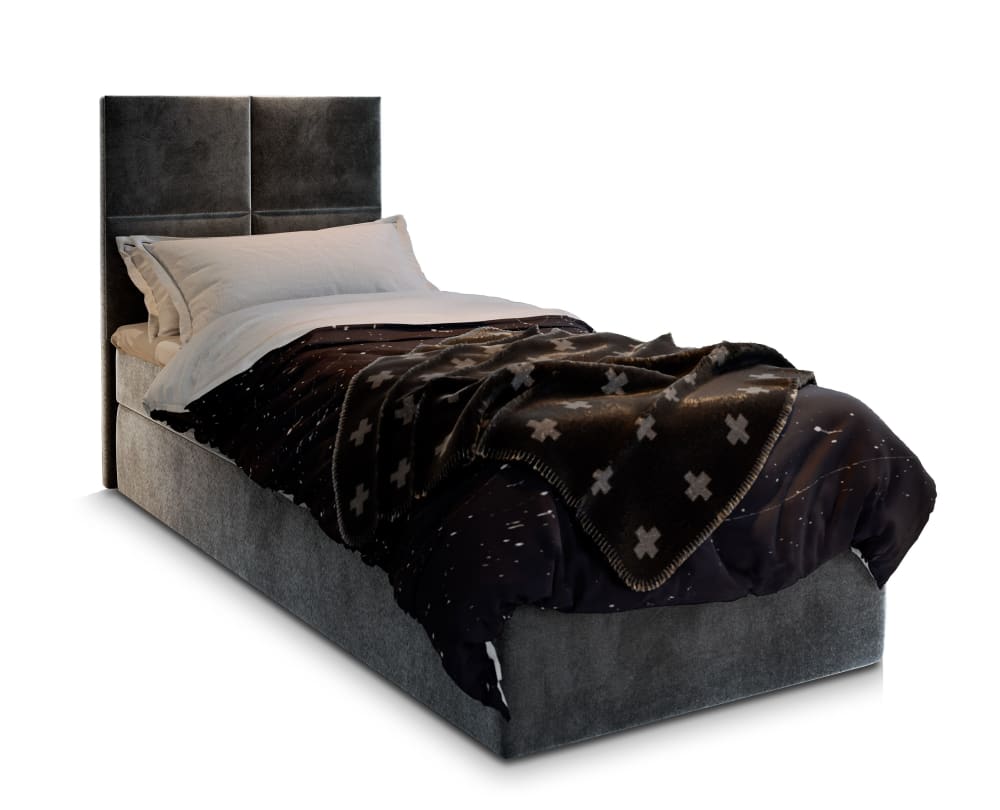 Masseno Boxspringbett 80x200 cm mit Matratze und Topper - Grau style modern Grau Stoff