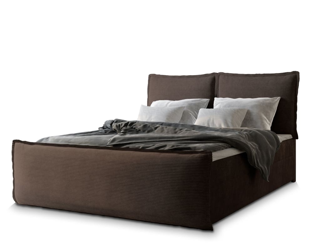 Masseno Boxspringbett 140x200 cm mit Matratze und Topper - Braun style modern Braun Stoff