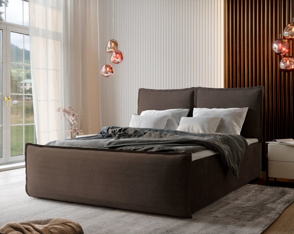 Boxspringbett 140x200 cm mit Matratze und Topper - Braun -
