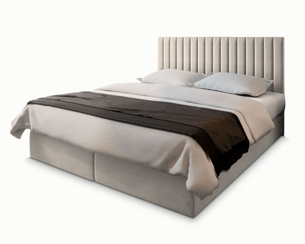 Masseno Boxspringbett 140x200 cm mit Matratze und Topper - Beige style modern Beige Stoff