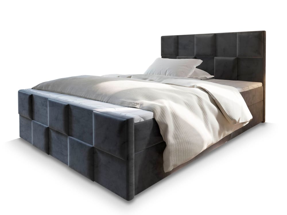 Masseno Boxspringbett 140x200 cm mit Matratze und Topper - Grau style modern Grau Stoff