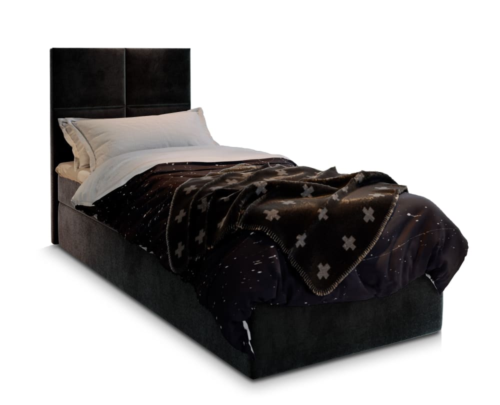 Masseno Boxspringbett 80x200 cm mit Matratze und Topper - Schwarz style modern Schwarz Stoff