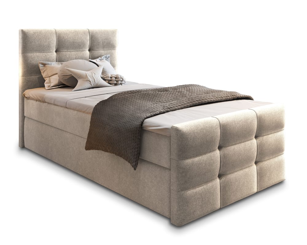 Masseno Boxspringbett 80x200 cm mit Matratze und Topper - Beige style modern Beige Stoff