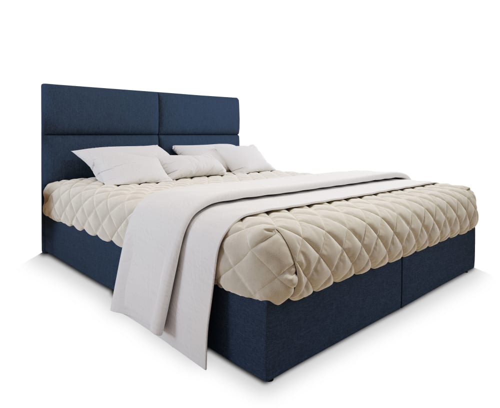 Masseno Boxspringbett 140x200 cm mit Matratze und Topper - Blau style modern Blau Stoff