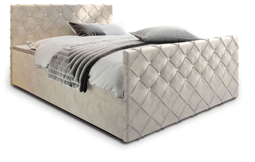 Masseno Boxspringbett 140x200 cm mit Matratze und Topper - Beige style modern Beige Stoff