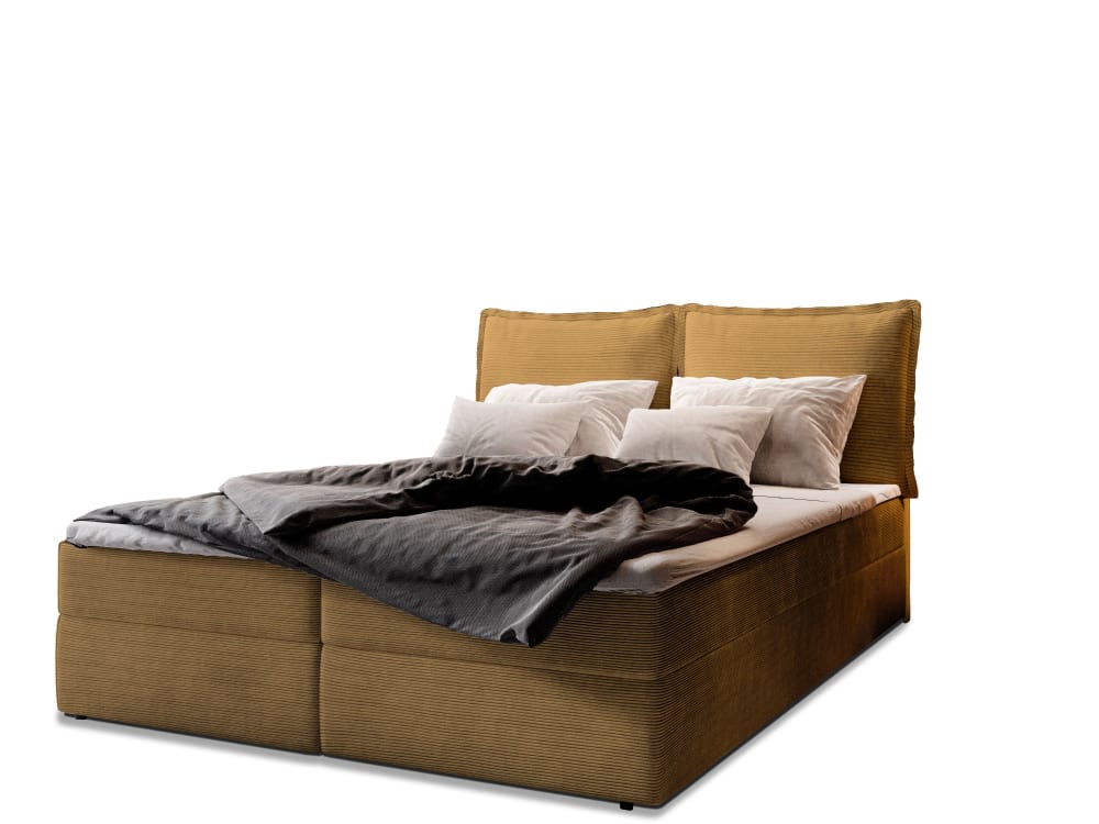 Masseno Boxspringbett 140x200 cm mit Matratze und Topper - Gelb style modern Gelb Stoff