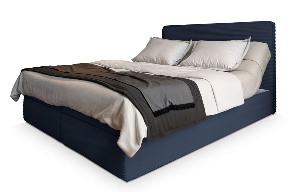 Masseno Boxspringbett 140x200 cm mit Matratze und Topper - Blau style modern Blau Stoff