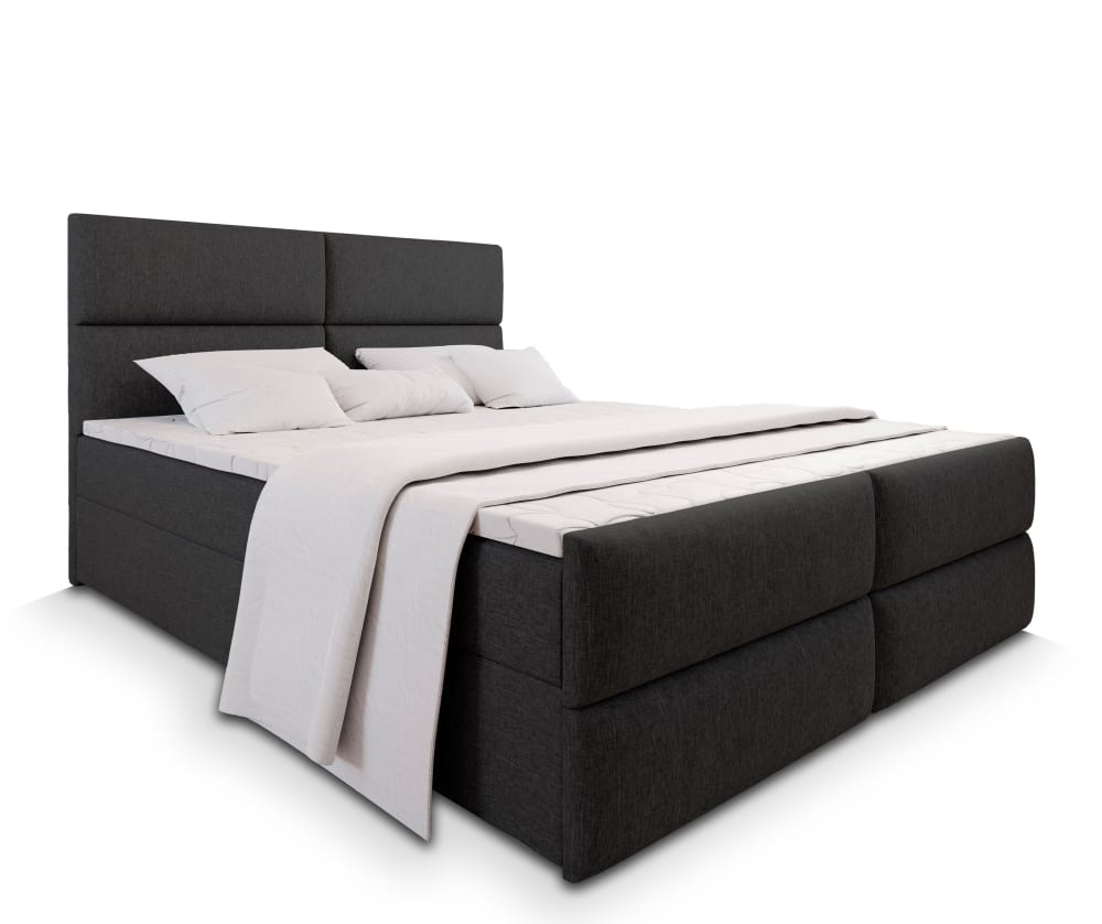 Masseno Boxspringbett 140x200 cm mit Matratze und Topper - Schwarz style modern Schwarz Stoff