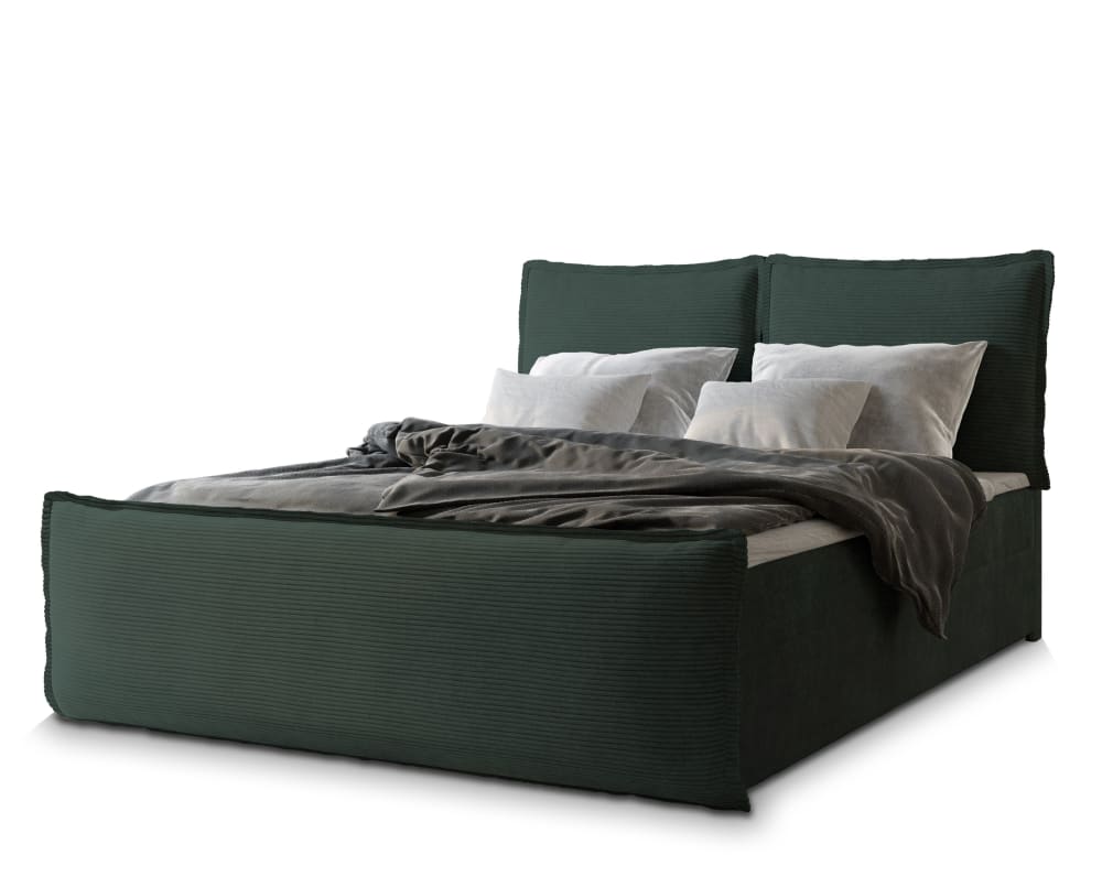 Masseno Boxspringbett 140x200 cm mit Matratze und Topper - Grün style modern Grün Stoff