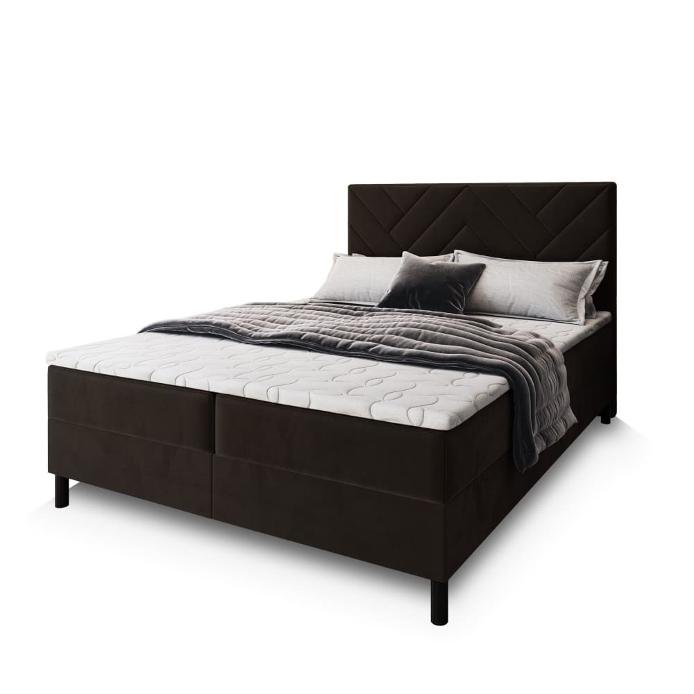 Masseno Boxspringbett 140x200 cm mit Matratze und Topper - Braun style modern Braun Stoff