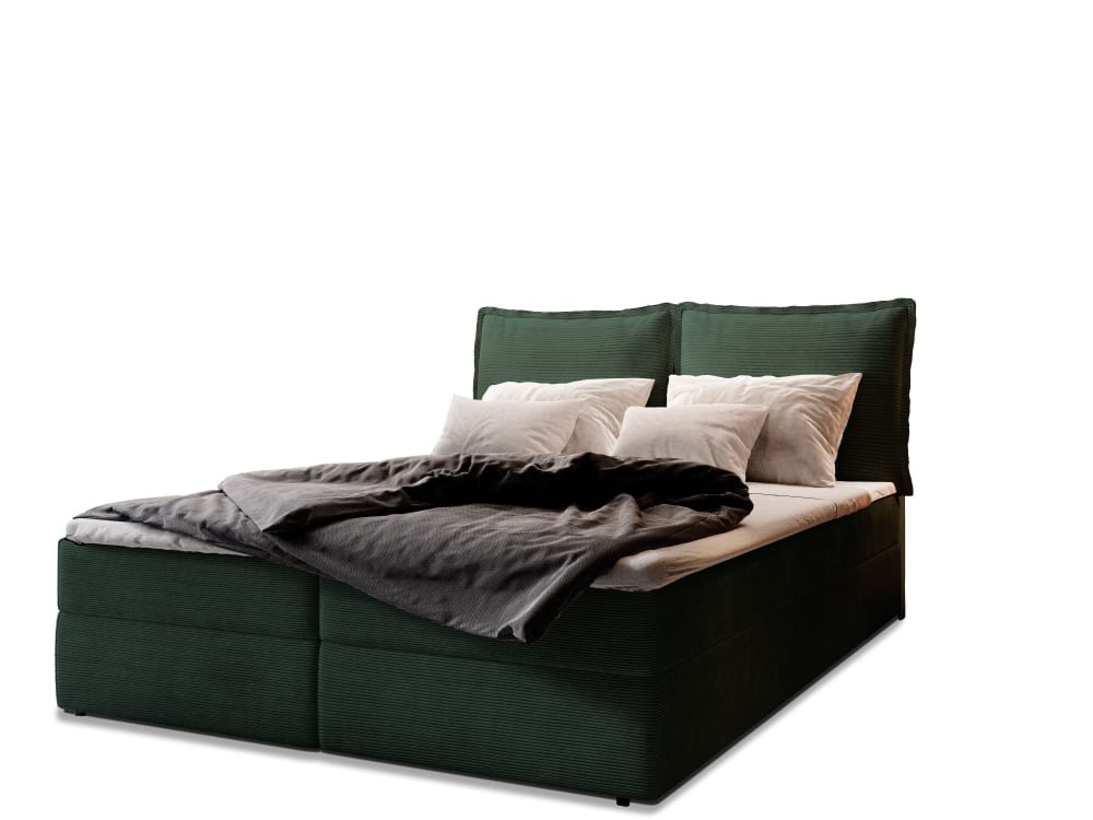 Masseno Boxspringbett 140x200 cm mit Matratze und Topper - Grün style modern Grün Stoff