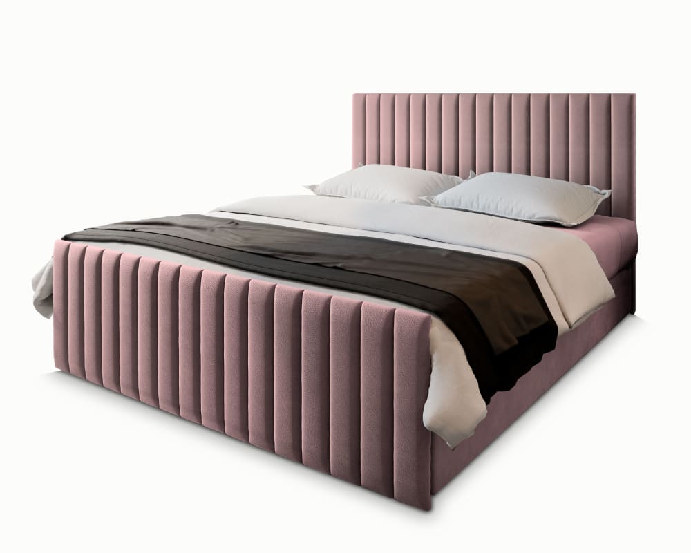 Masseno Boxspringbett 140x200 cm mit Matratze und Topper - Rosa style modern Rosa Stoff