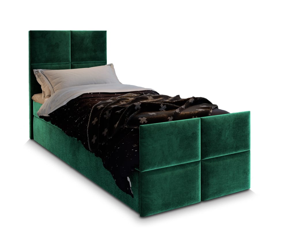 Masseno Boxspringbett 80x200 cm mit Matratze und Topper - Grün style modern Grün Stoff