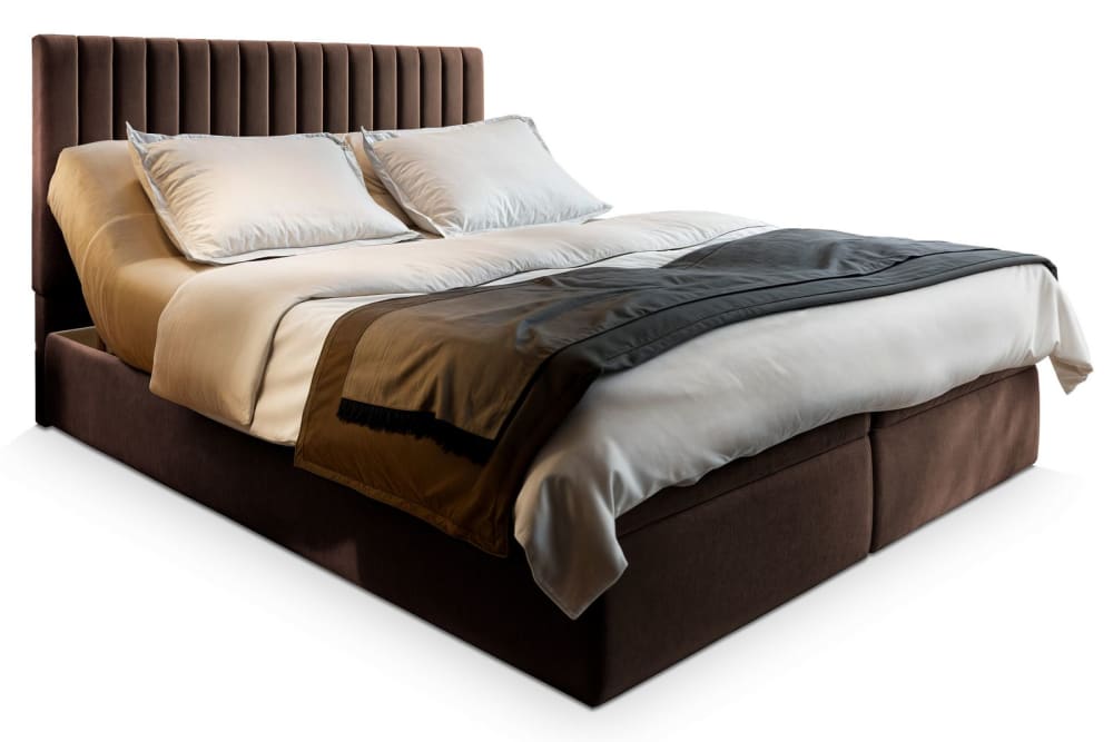 Masseno Boxspringbett 140x200 cm mit Matratze und Topper - Braun style modern Braun Stoff