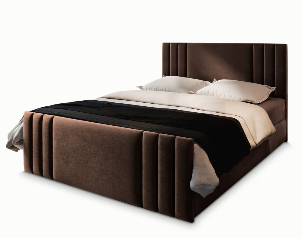 Masseno Boxspringbett 140x200 cm mit Matratze und Topper - Braun style modern Braun Stoff