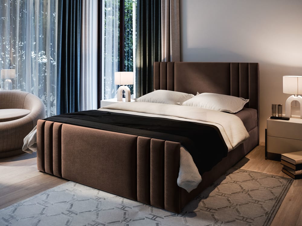 Boxspringbett 140x200 cm mit Matratze und Topper - Braun -