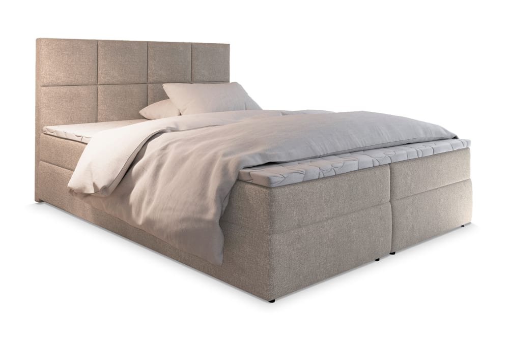 Masseno Boxspringbett 140x200 cm mit Matratze und Topper - Beige style modern Beige Stoff