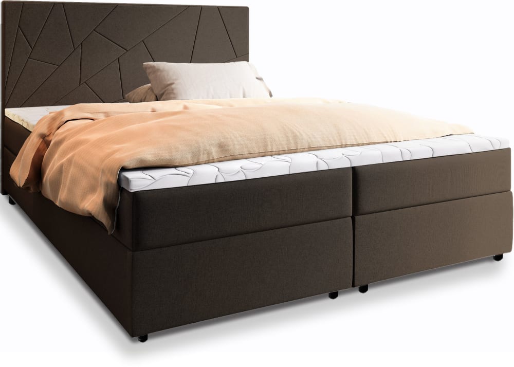 Masseno Boxspringbett 140x200 cm mit Matratze und Topper - Braun style modern Braun Stoff