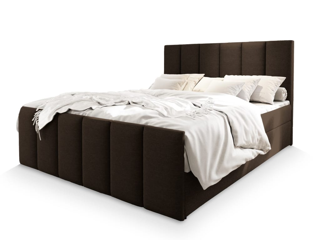 Masseno Boxspringbett 140x200 cm mit Matratze und Topper - Braun style modern Braun Stoff