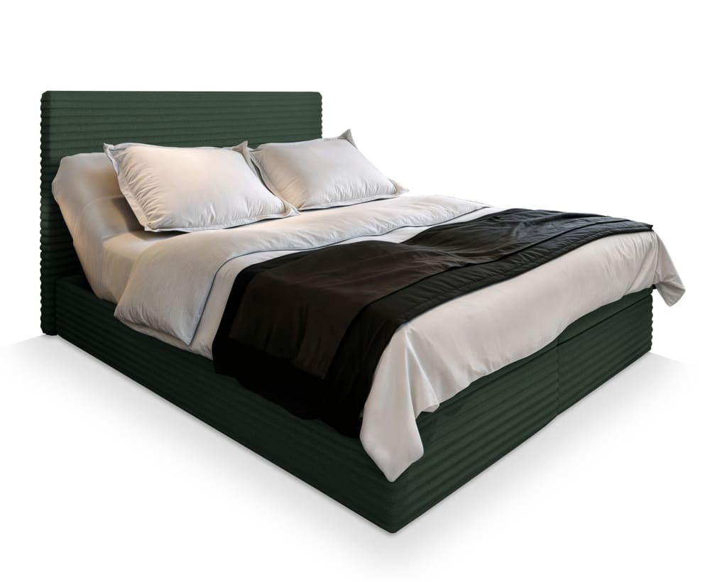 Masseno Boxspringbett 140x200 cm mit Matratze und Topper - Grün style modern Grün Stoff