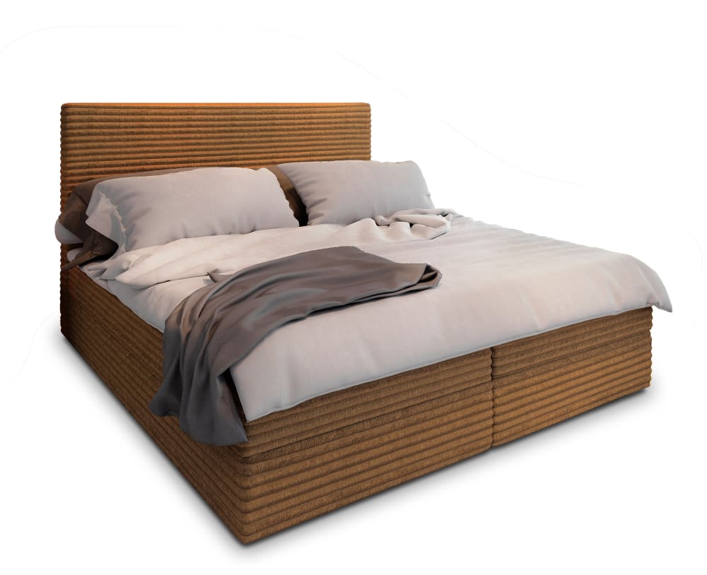 Masseno Boxspringbett 140x200 cm mit Matratze und Topper - Kupferfarben style modern Kupfer Stoff