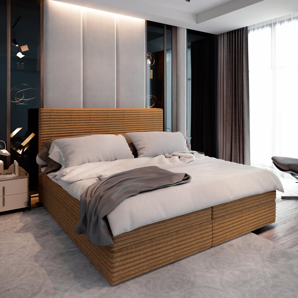 Boxspringbett 140x200 cm mit Matratze und Topper - Kupferfarben -
