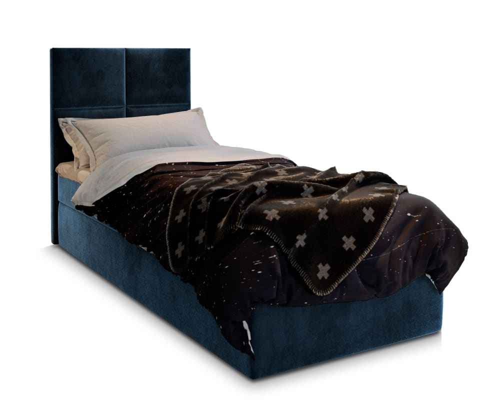 Masseno Boxspringbett 80x200 cm mit Matratze und Topper - Blau style modern Blau Stoff