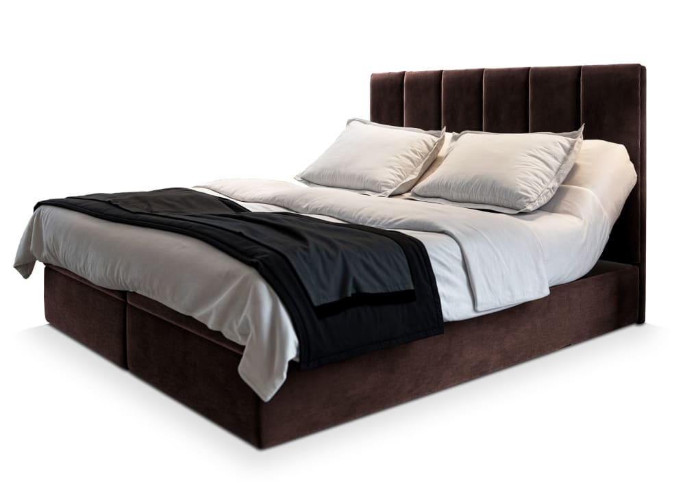 Masseno Boxspringbett 140x200 cm mit Matratze und Topper - Braun style modern Braun Stoff