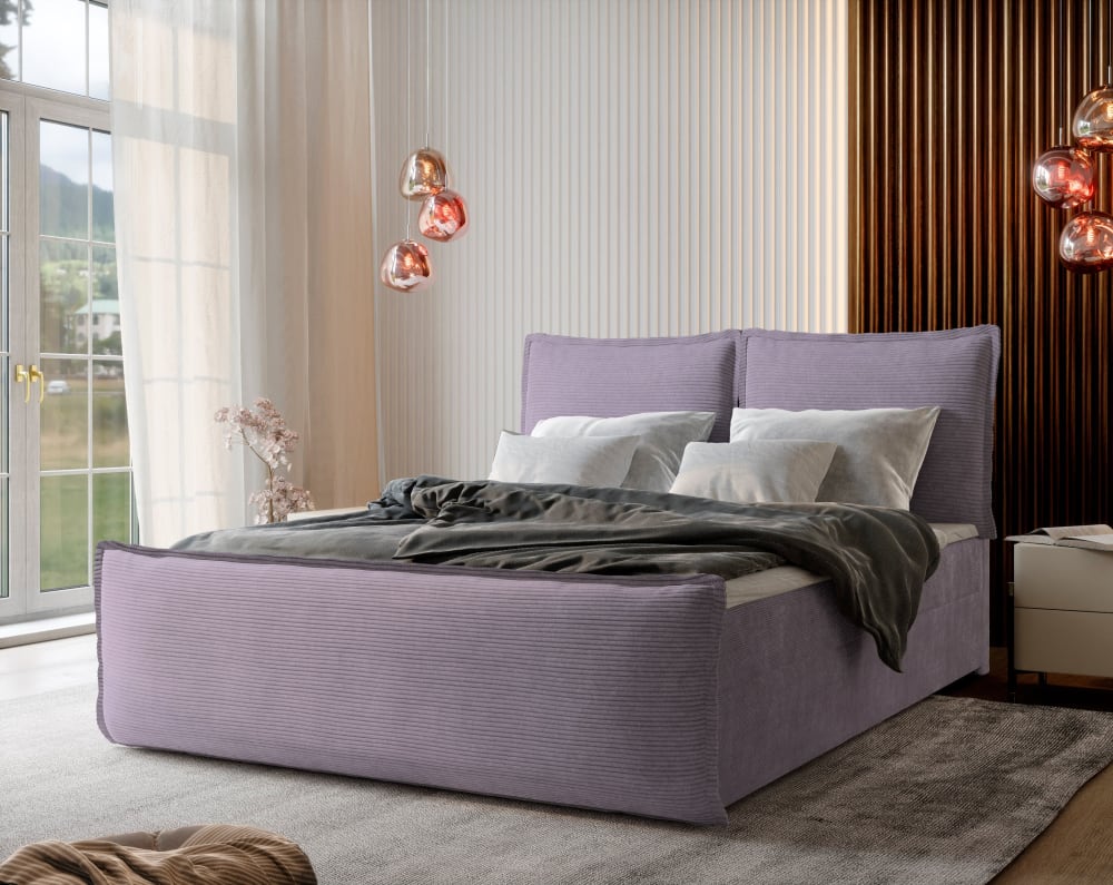 Boxspringbett 140x200 cm mit Matratze und Topper - Rosa - Maisons