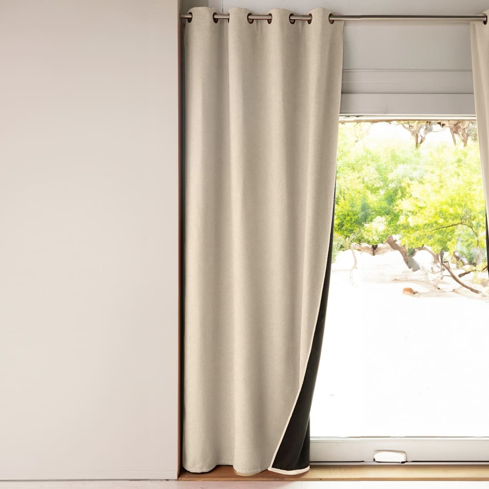 Rideau occultant en polyester blanc ivoire 140x250cm
