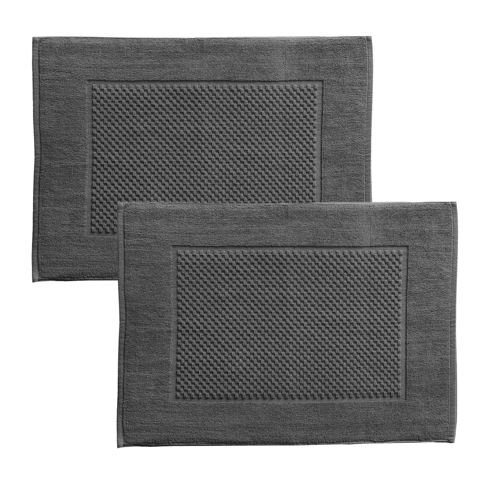 Lot de 2 tapis de bain en coton gris foncé 60x90cm