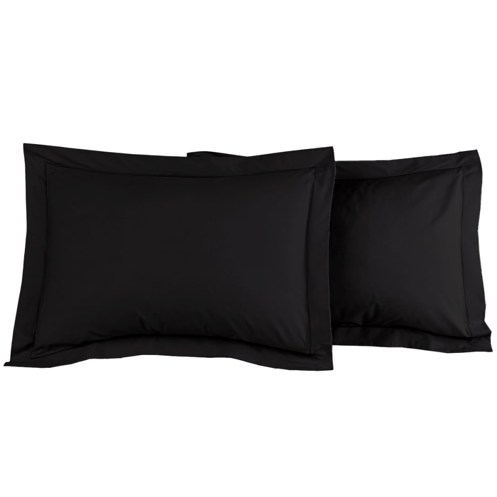 Lot de 2 taies d'oreiller en percale de coton noir 50x70 cm