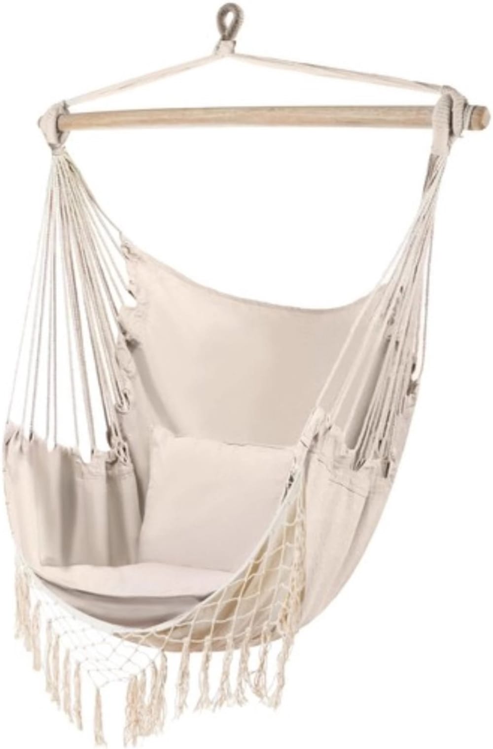 hamac - chaise brésilienne beige 130x97 cm + 2 oreillers