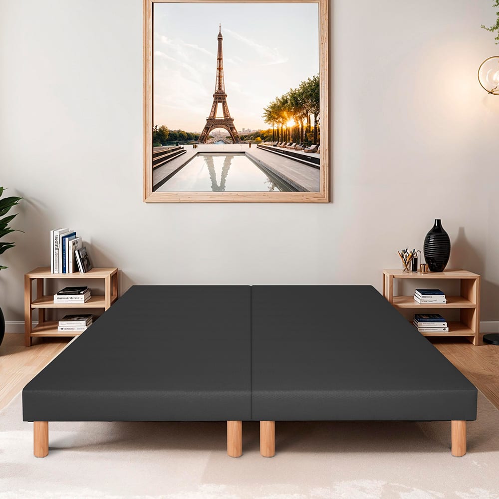 Lot 2 sommiers tapissiers      Gris  (pieds inclus) 2x90x200 cm