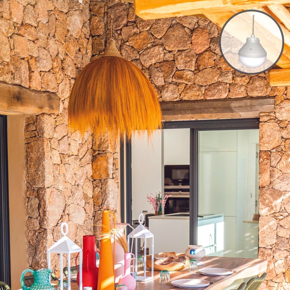 Suspension sans fil Herbe de Rayung Beige d60cm