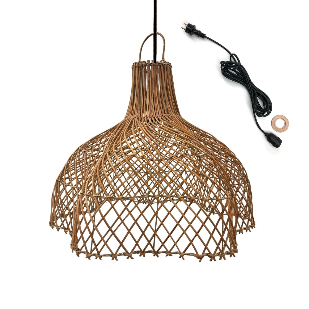 Suspension secteur Rotin Beige d60cm