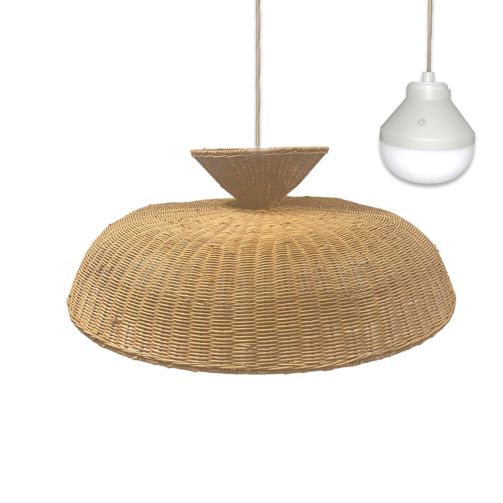 Suspension sans fil Rotin Beige d80cm