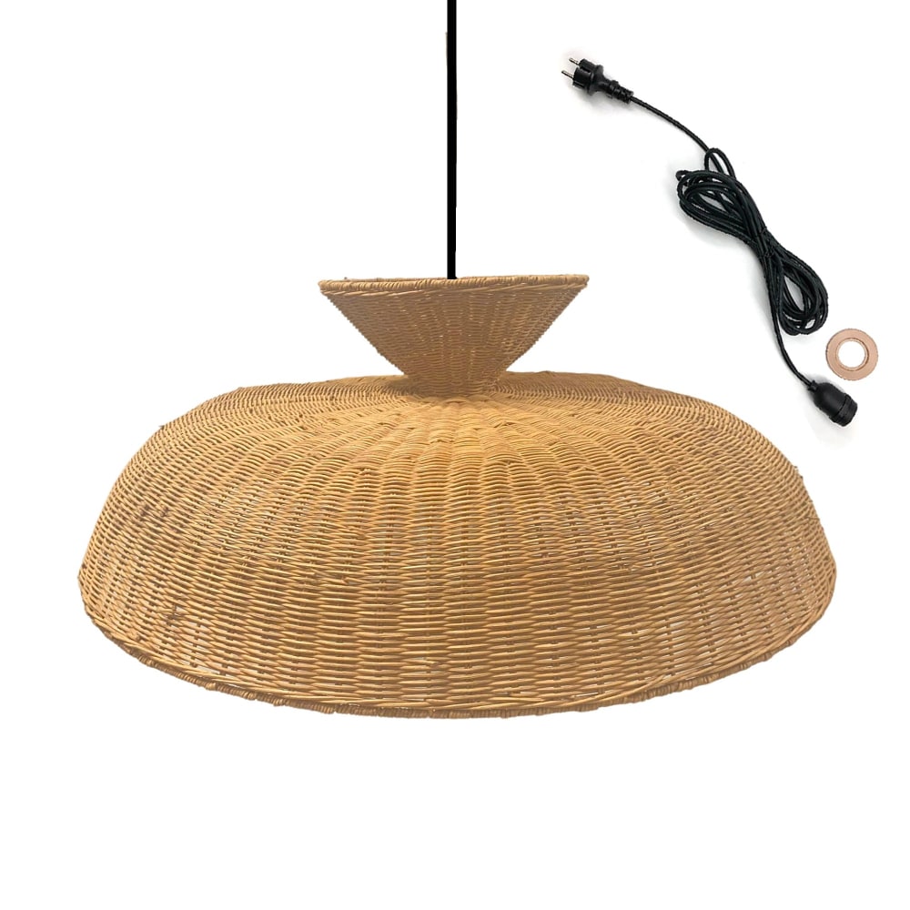 Suspension secteur Rotin Beige d80cm