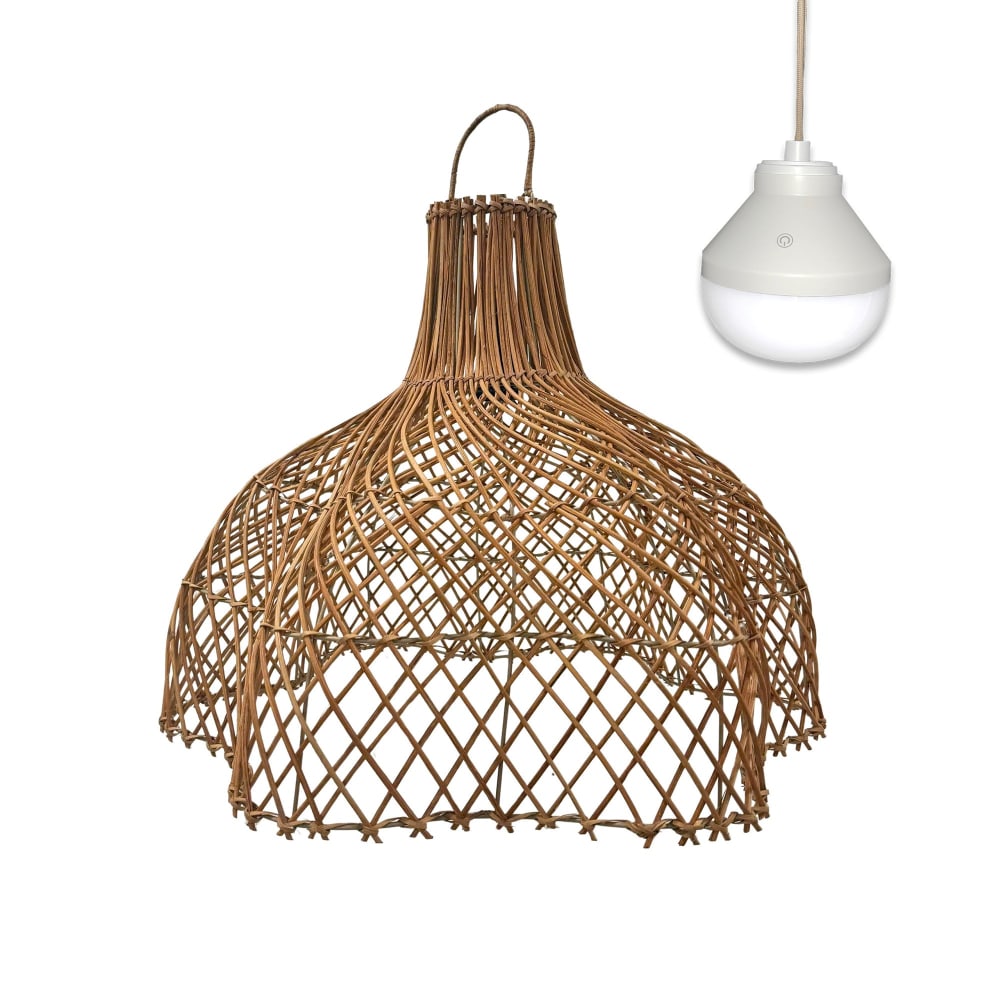 Suspension solaire bohème Rotin Beige D60 cm