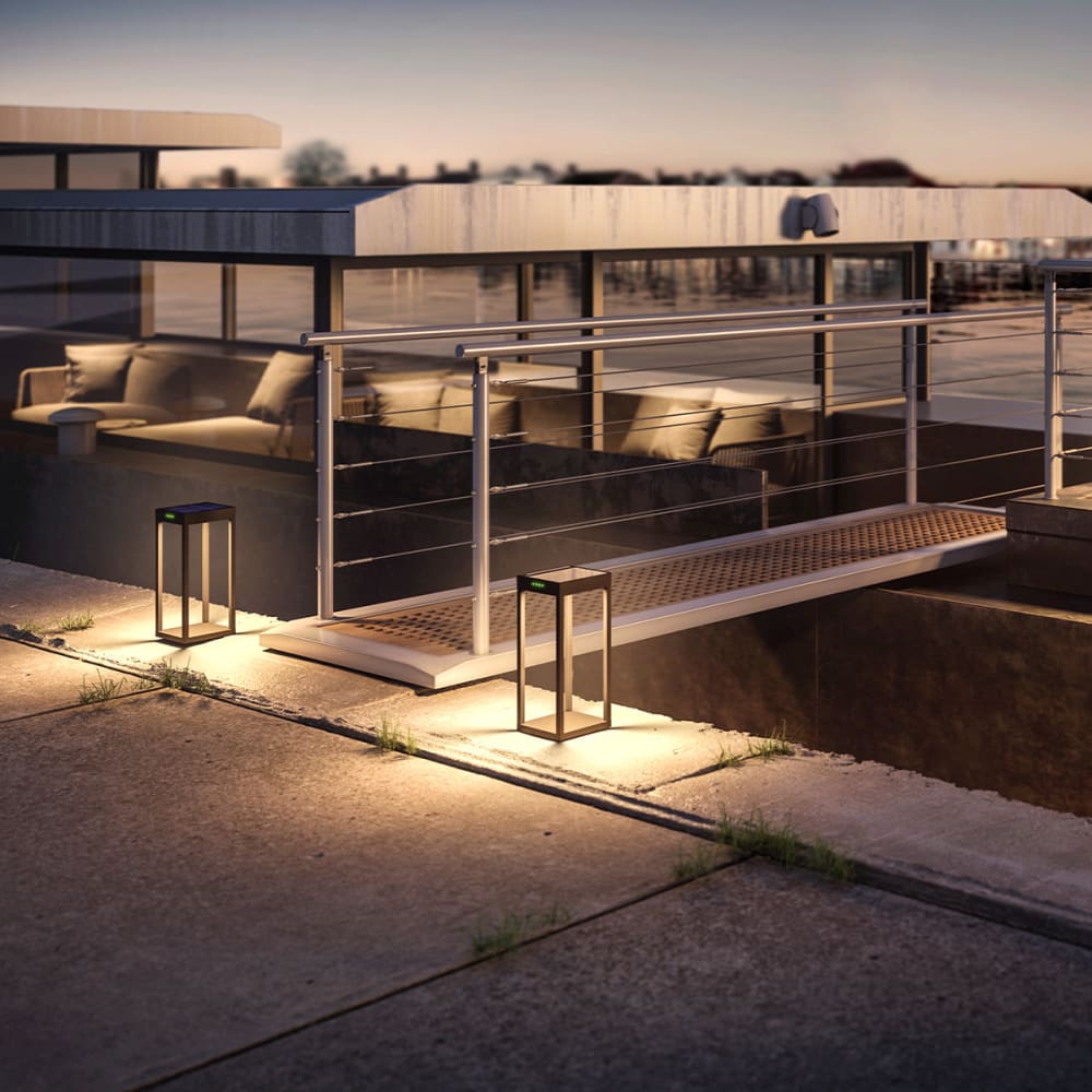 Borne solaire aluminium Aluminium Noir h35cm