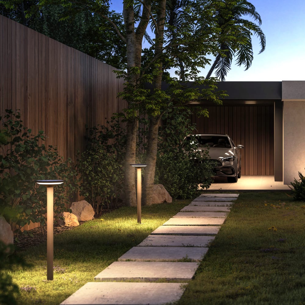 Borne solaire aluminium Aluminium Noir h80cm