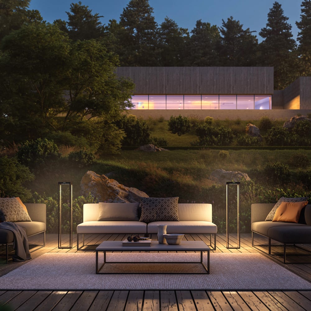 Borne solaire aluminium Aluminium Noir h110cm