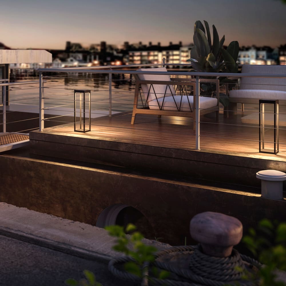 Borne solaire aluminium Aluminium Noir h50cm