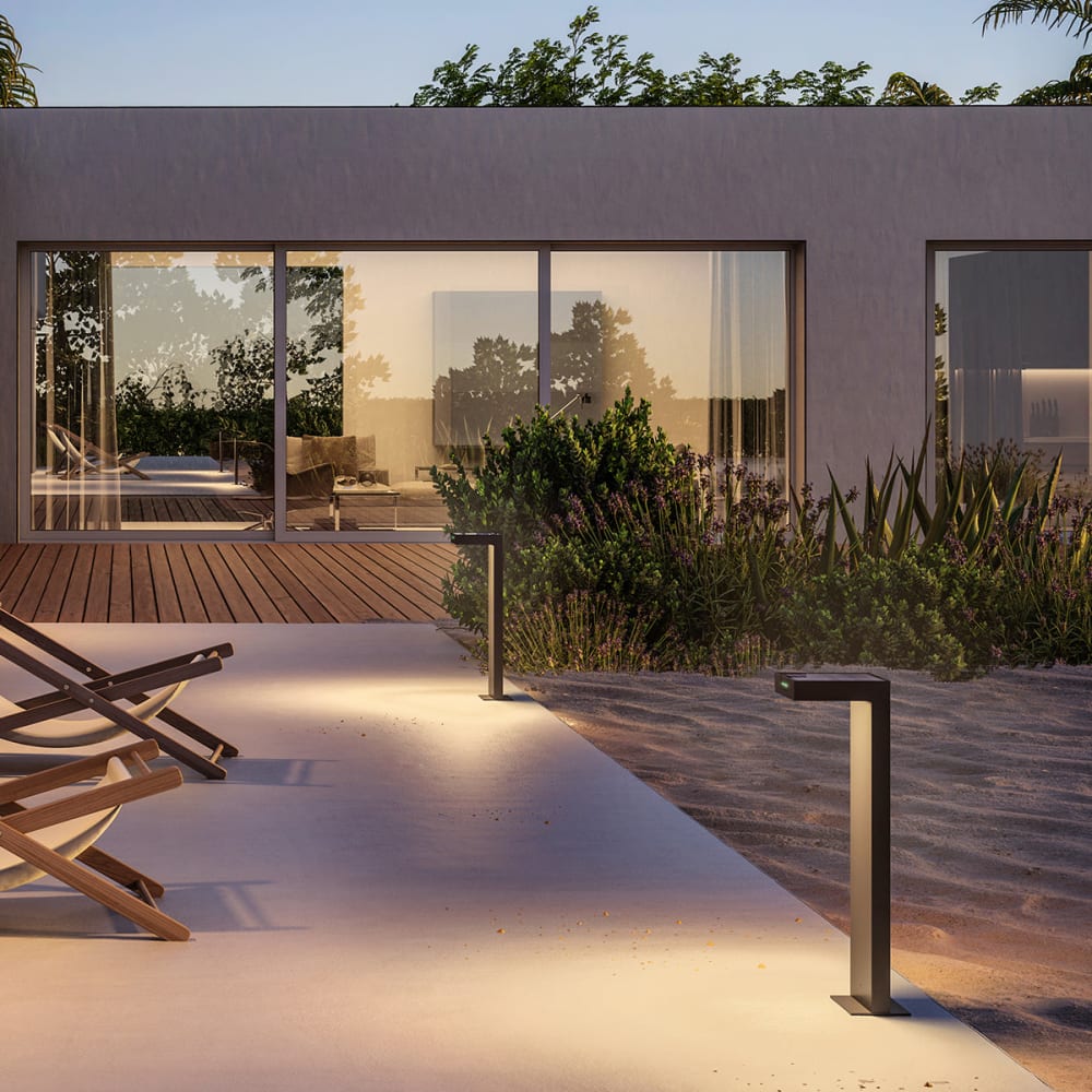 Borne solaire aluminium Aluminium Noir h65cm