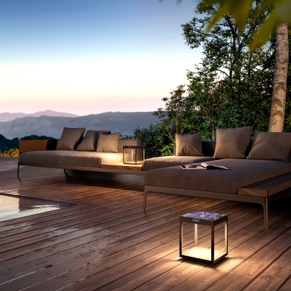 Borne solaire aluminium Aluminium Noir h25cm