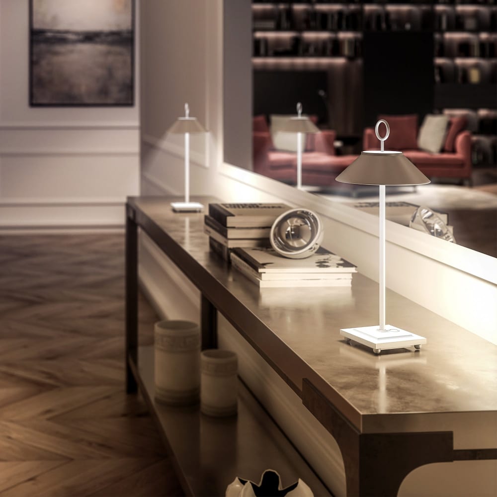 Lampe de table sans fil Aluminium Blanc h29cm - Maisons du Monde